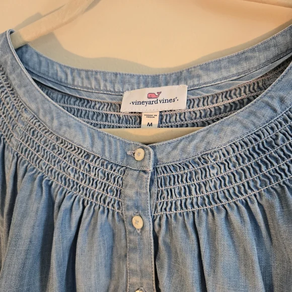 Light Blue Smocked Blouse - Picture 3 of 4